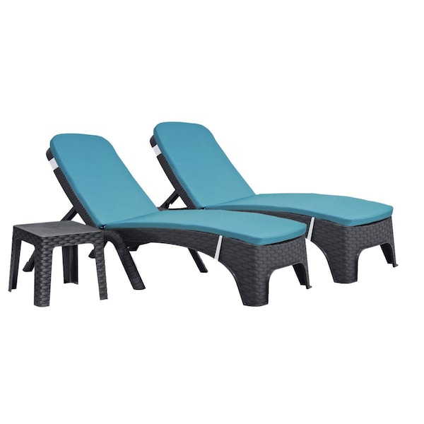 Rainbow Outdoor Roma 3-Piece Chaise Lounger Set w/cushion-Anthracite RBO-ROMA-ANT-3CL-CUSH-TEA - main